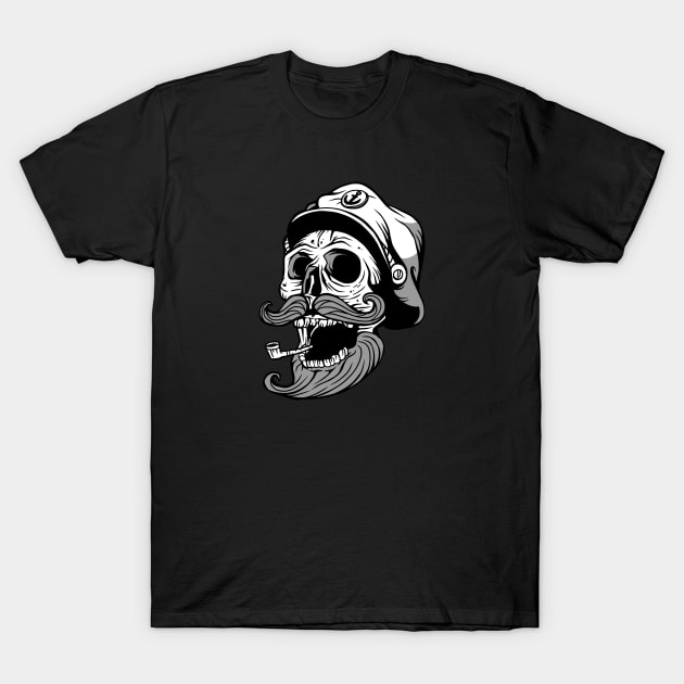 Laughing Skeleton Sea Captain T-Shirt by SLAG_Creative